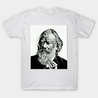 Johannes Brahms Black and White Colourful Portrait | Johannes Brahms Artwork 15 T-Shirt